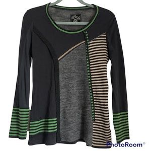 CAP JULUCA long sleeve striped patchwork sweater size S boho witchy goth grunge